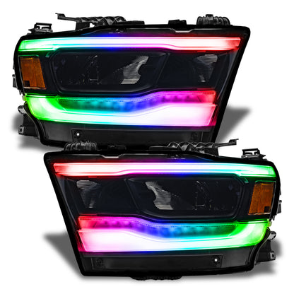 Oracle 19-21 Dodge RAM 1500 RGB+W Headlight DRL Upgrade Kit- Reflector LED Headlights - ColorSHIFT+W - eliteracefab.com
