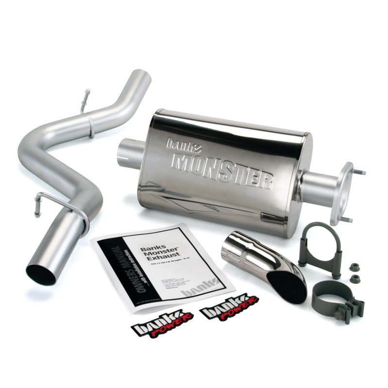 Banks Power 91-95 Jeep 4.0L Wrangler Monster Exhaust System - SS Single Exhaust w/ Chrome Tip - eliteracefab.com