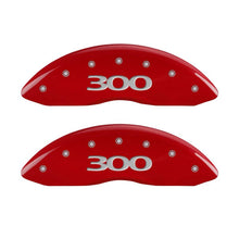 Load image into Gallery viewer, MGP 4 Caliper Covers Engraved Front &amp; Rear 300 Red finish silver ch - eliteracefab.com