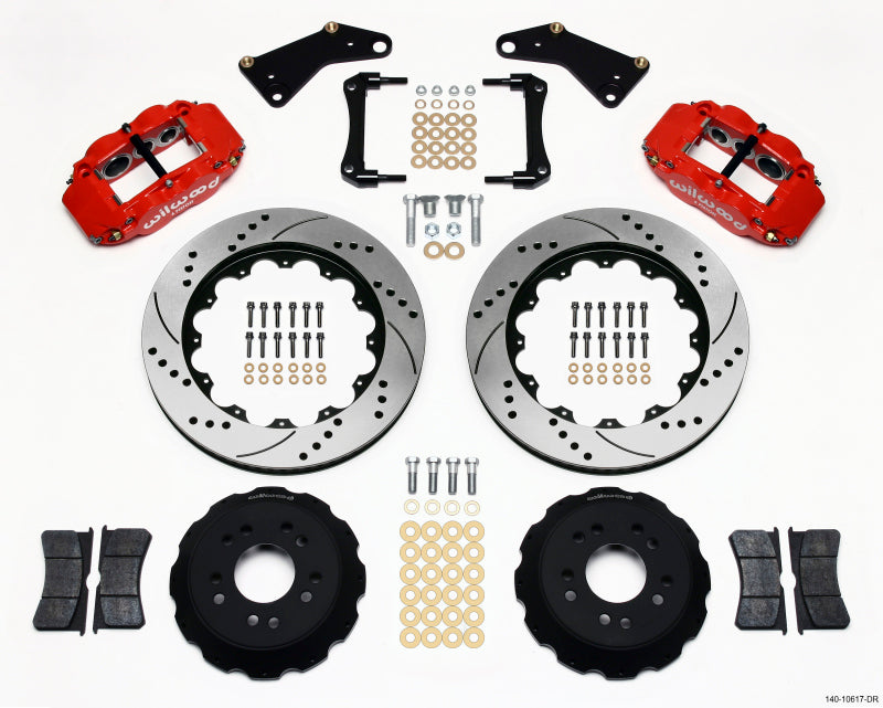 Wilwood Narrow Superlite 6R Front Hat Kit 14.00in Drill Red 65-82 Corvette C2/C3 Wilwood