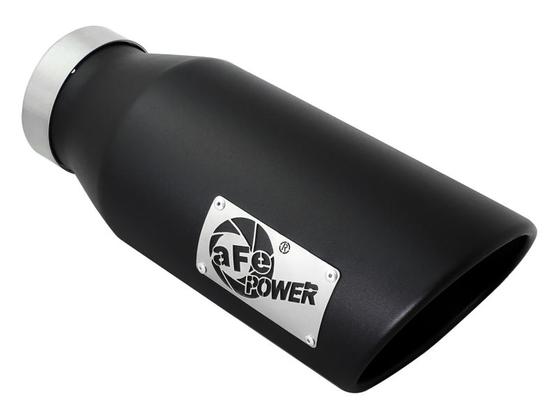 aFe Power MACH Force-Xp 4in In x 6in Out x 15in L Driver Side Clamp-On 4in 409 SS Exhaust Tip-Black aFe