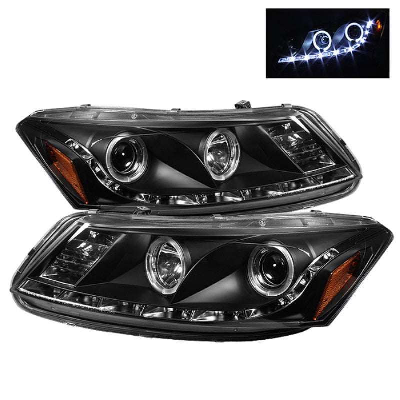 Spyder Honda Accord 08-12 4Dr Projector Headlights- LED Halo DRL Blk PRO-YD-HA08-4D-HL-BK - eliteracefab.com