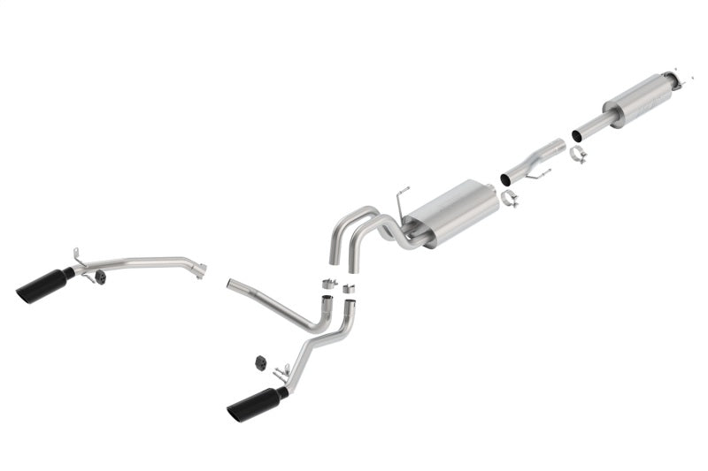 Borla 11-14 Ford F-150 5.0L Stainless Steel S-Type Catback Exhaust - 4in Tips Single Split Rear Exit - eliteracefab.com