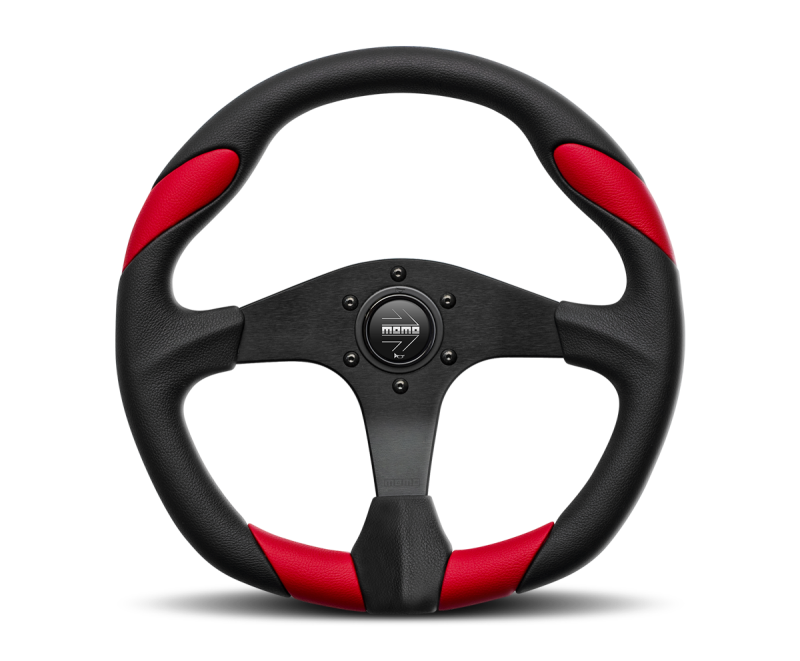 Momo Quark Steering Wheel 350 mm - Black Poly/Black Spokes - eliteracefab.com