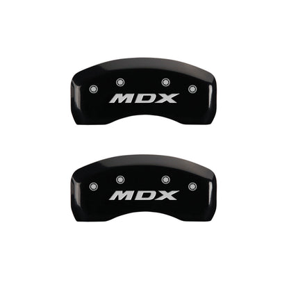 MGP 4 Caliper Covers Engraved Front Acura Engraved Rear MDX Black finish silver ch MGP