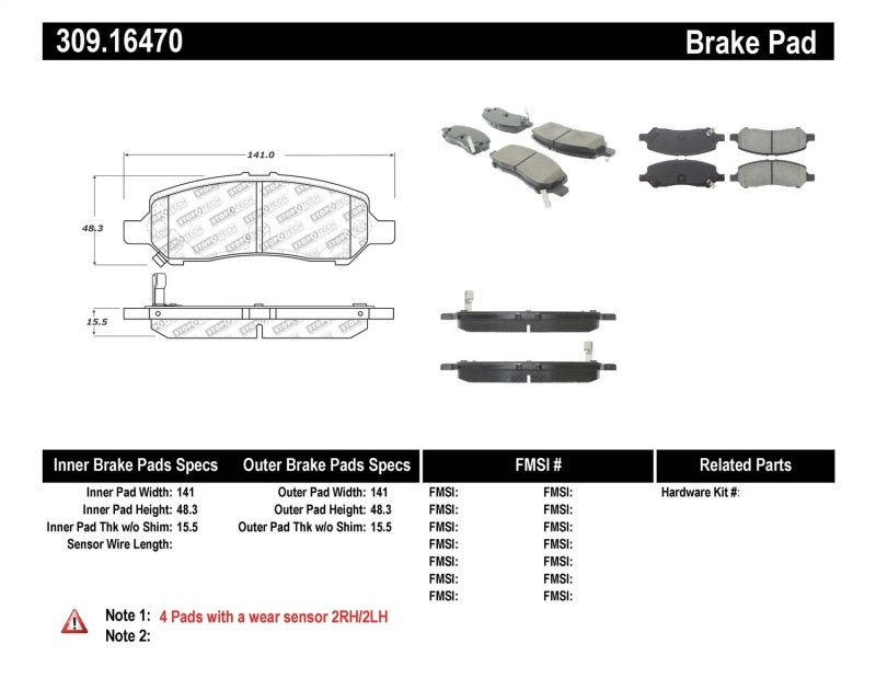 StopTech Performance Rear Brake Pads 13-14 Dodge Dart/Jeep Cherokee - eliteracefab.com