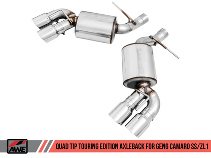 AWE Tuning 16-19 Chevrolet Camaro SS Axle-back Exhaust - Touring Edition (Quad Chrome Silver Tips) - eliteracefab.com