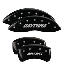 Load image into Gallery viewer, MGP 4 Caliper Covers Engraved Front &amp; Rear Daytona Black finish silver ch MGP