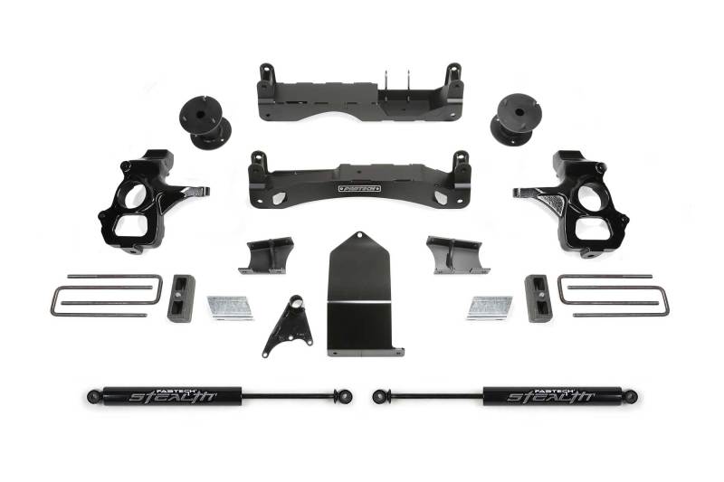 Fabtech 14-18 GM C/K1500 w/OE Alum. UCA 4in Basic System w/Stealth Shocks - eliteracefab.com