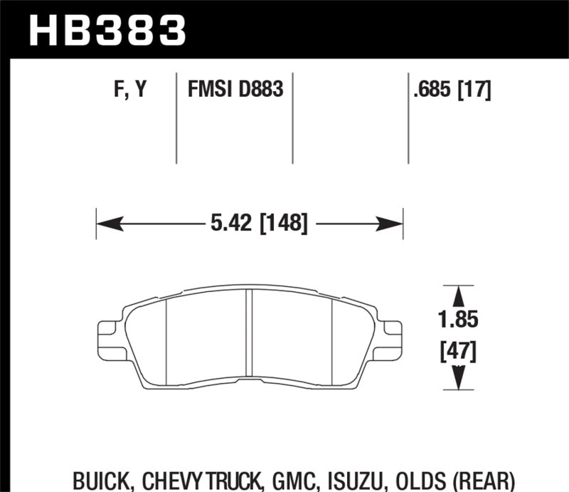 Hawk Performace HPS Rear Brake Pads - HB383F.685