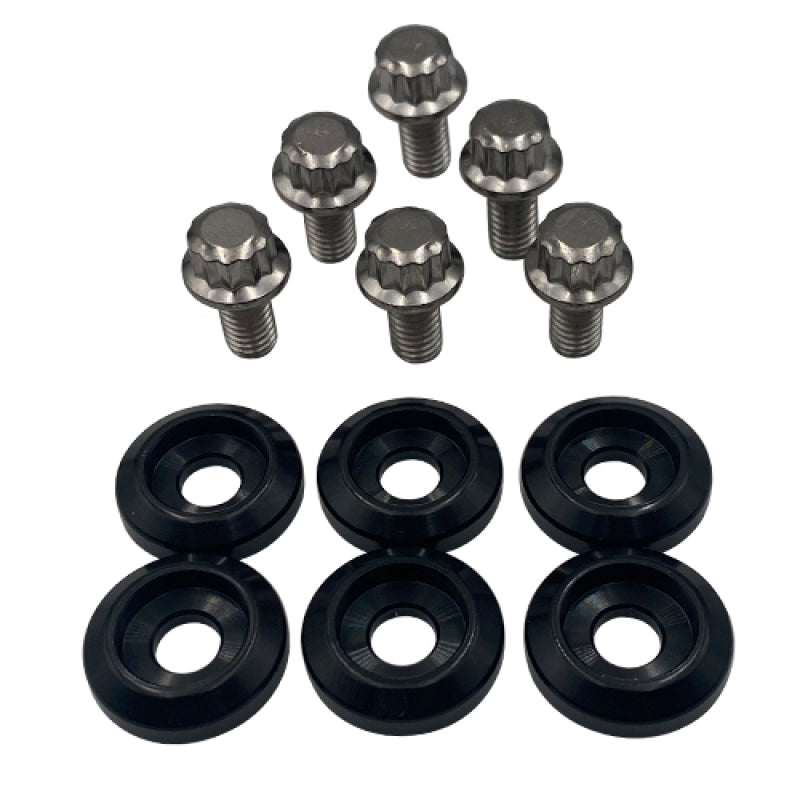 BLOX Racing New Fender Washers Kit M6 12pt - 6pc Large Diameter Black BLOX Racing