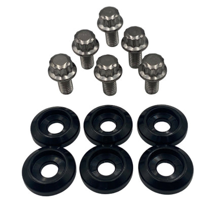 BLOX Racing New Fender Washers Kit M6 12pt - 6pc Large Diameter Black BLOX Racing