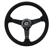 Load image into Gallery viewer, NRG Sport Steering Wheel (350mm/ 1.5in. Deep) Matte Black Spoke/ Black Alcantara w/ Black Stitching - RST-037MB-SA