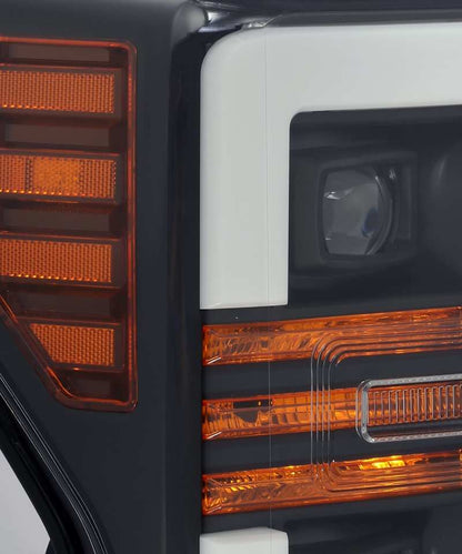 AlphaRex 880106 17-19 Ford F-250 SD PRO-Series Proj Headlight Plnk Style Matte Blk w/Activ Light/Seq Signal