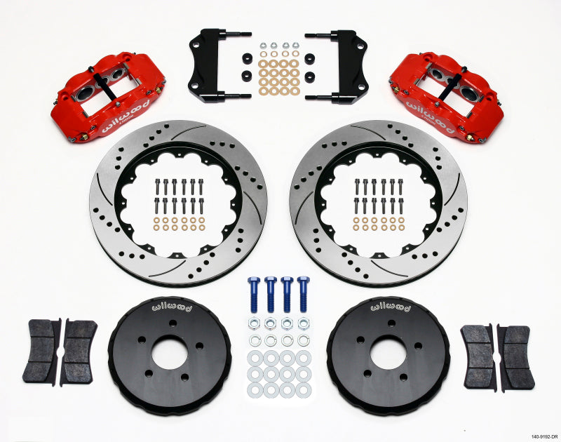 Wilwood Narrow Superlite 6R Front Hat Kit 14.00in Drill Red Nissan 350Z/Fiti G35 Wilwood