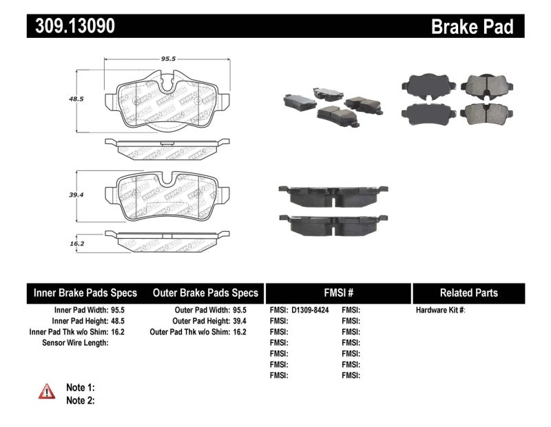 StopTech Performance 07-09 Mini Cooper/Cooper S Rear Brake Pads - eliteracefab.com