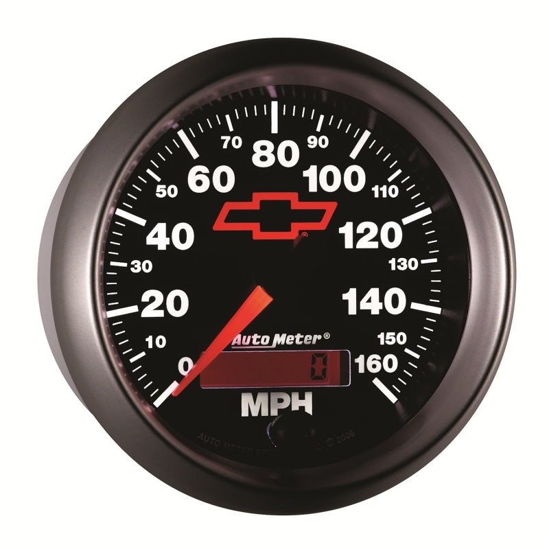 Autometer Speedometer 3-3/8in, 0-160 MPH, Elec. Programmable - Bowtie Black 3688-00406