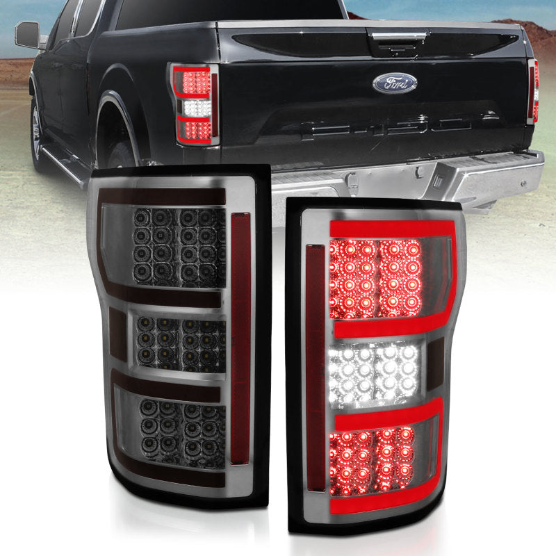 ANZO USA Ford F-150 Led Taillights Smoke; 2018-2017 - eliteracefab.com