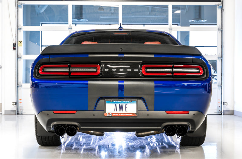 AWE Tuning 2017+ Challenger 5.7 Touring Edition Exhaust - Non-Resonated - Diamond Black Quad Tips AWE Tuning