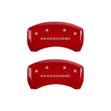 Load image into Gallery viewer, MGP 4 Caliper Covers Engraved Front &amp; Rear With out stripes/Dodge Red finish silver ch MGP