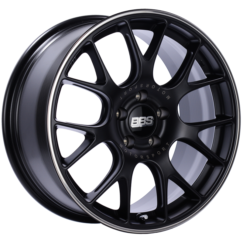 BBS CH-R 18x8.5 5x112 ET38 Satin Black Polished Rim Protector Wheel -82mm PFS/Clip Required CH146BPO