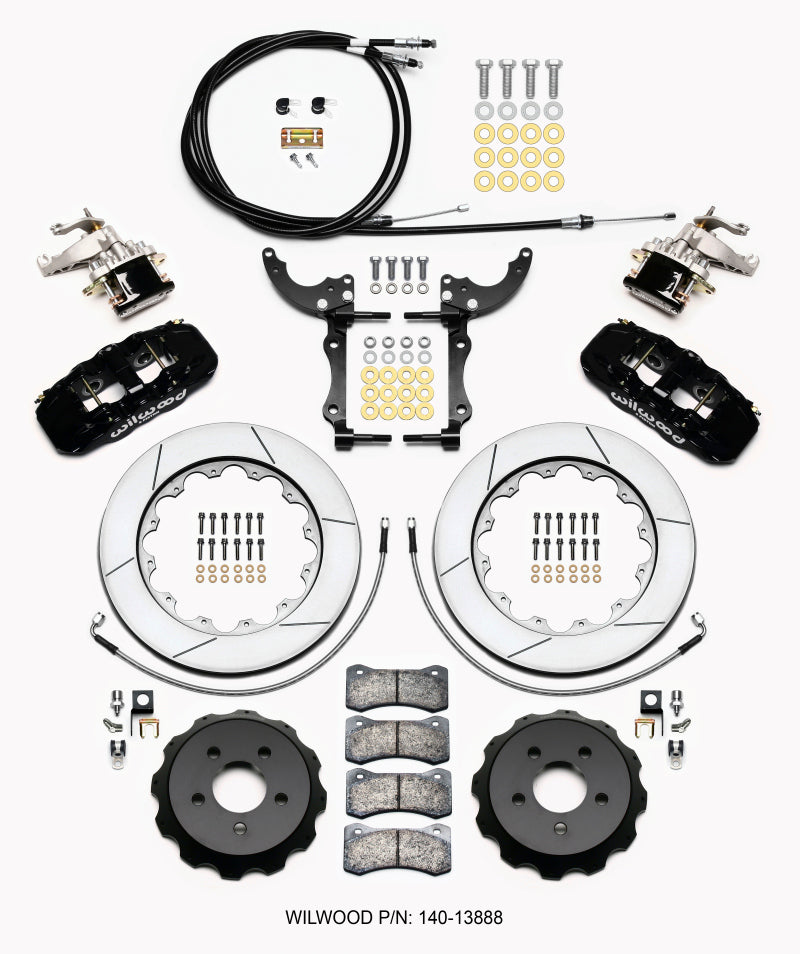 Wilwood AERO4 / MC4 Rear Kit 14.00 2015-Up Mustang w/Lines & Cables Wilwood