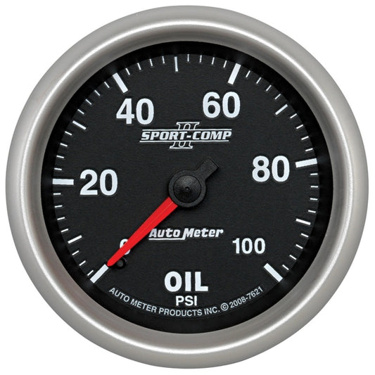 Autometer Sport-Comp II 2-5/8in 100 PSI Mechanical Oil Pressure Gauge 7621