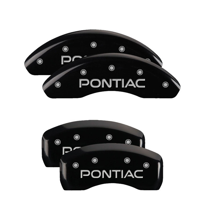 MGP 4 Caliper Covers Engraved Front & Rear Pontiac Black finish silver ch MGP