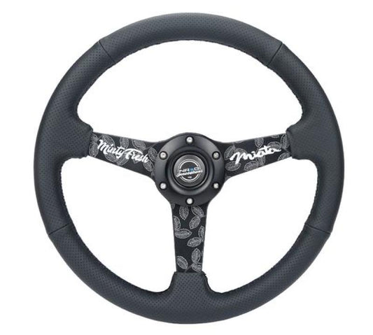 NRG Innovations 350mm Reinforced Flat Steering Wheel - Perforated Leather - Minty Fresh - Black Stitch – RST-037MB-MF