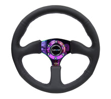 Load image into Gallery viewer, NRG Reinforced Steering Wheel (350mm / 2.5in. Deep) Leather Race Comfort Grip w/4mm Neochrome Spokes - eliteracefab.com