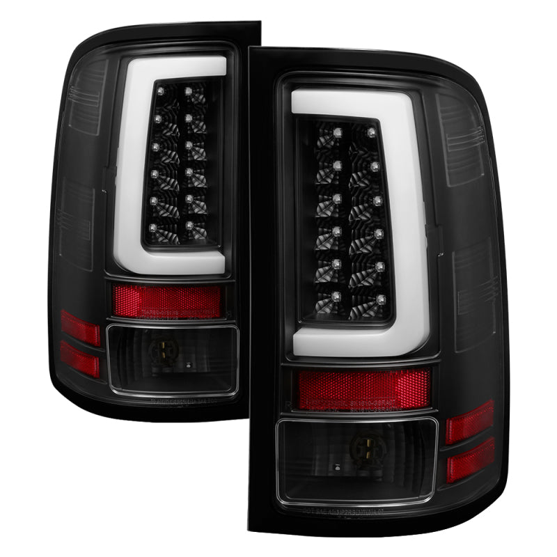 Spyder 07-13 GMC Sierra 1500 V2 Light Bar LED Tail Lights - Black (ALT-YD-GS07V2-LBLED-BK) - eliteracefab.com