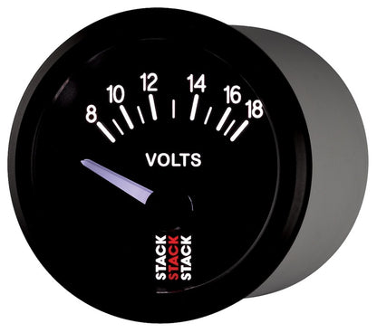 Autometer Stack Instruments 52mm 8-18V Electric Battery Voltage Gauge - Black ST3216