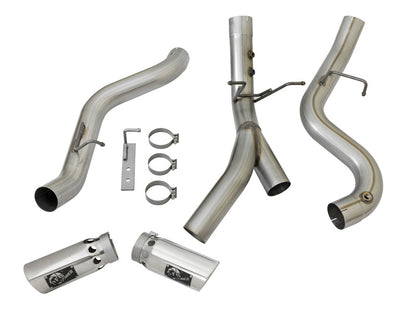 aFe ATLAS 4in DPF-Back Alum Steel Exhaust System w/Dual Exit Polished Tip 2017 GM Duramax 6.6L (td) aFe