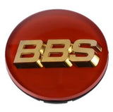 BBS Center Cap - 70mm Red w/ Gold 3D Logo (4-tab)