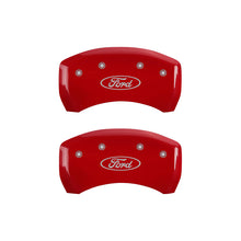 Load image into Gallery viewer, MGP 4 Caliper Covers Engraved Front &amp; Rear Oval logo/Ford Red finish silver ch - eliteracefab.com