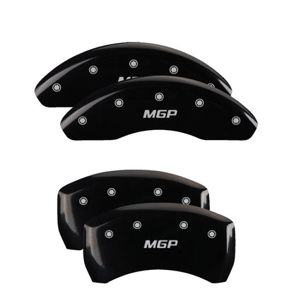 MGP 4 Caliper Covers Engraved Front & Rear MGP Black Finish Silver Char 2018 Hyundai Kona MGP