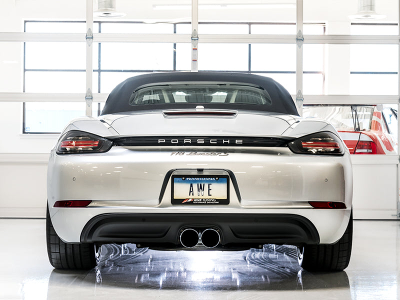 AWE Tuning Porsche 718 Boxster / Cayman SwitchPath Exhaust (PSE Only) - Chrome Silver Tips AWE Tuning