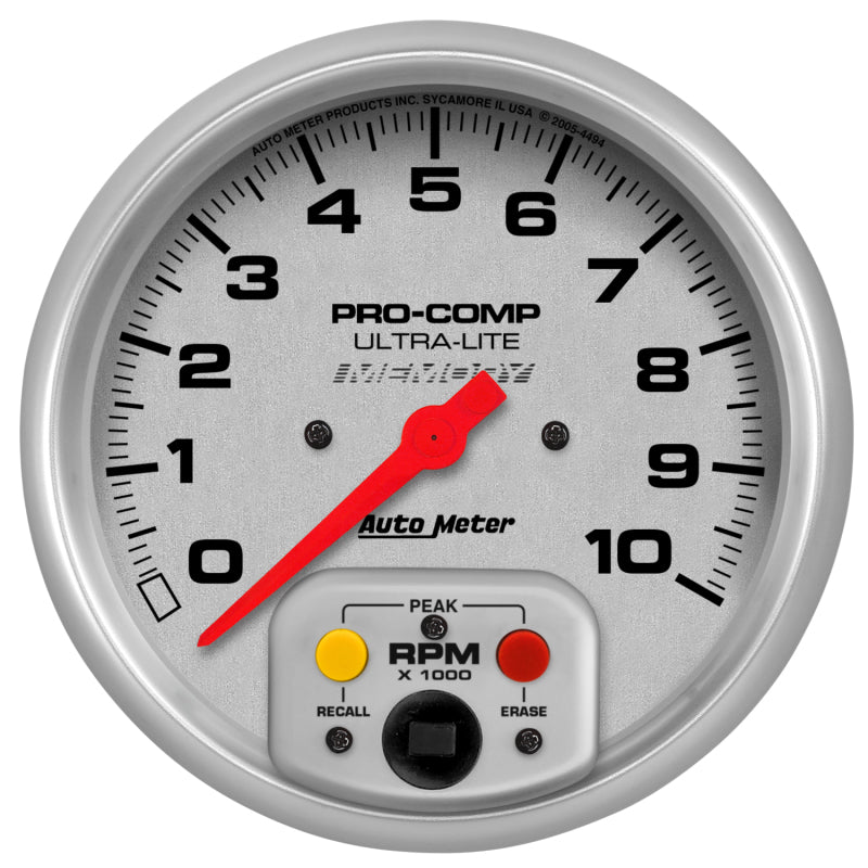 Autometer Ultra-Lite 5 inch 10K RPM In Dash Tach w/ mem 4494