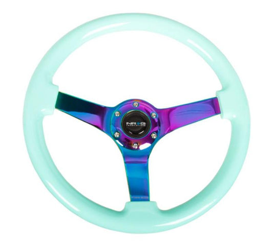 NRG Innovations 350mm Reinforced Woodgrain Steering Wheel - Wood Grain - Minty Fresh – RST-036MF-MC