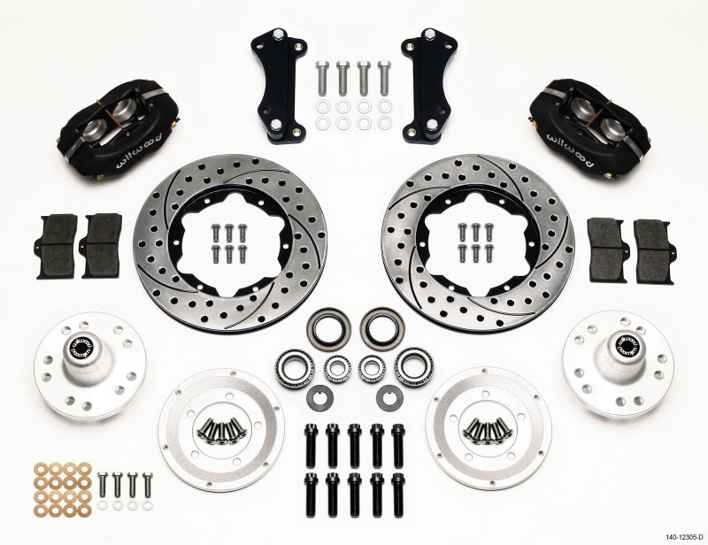 Wilwood Forged Dynalite Front Kit 11.00in Drilled Heidts Tri -5 2 inch Drop Spindle Wilwood