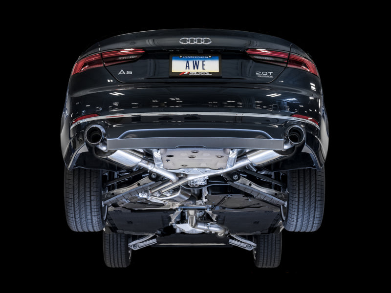 AWE Tuning Audi B9 A5 Touring Edition Exhaust Dual Outlet - Chrome Silver Tips (Includes DP) AWE Tuning