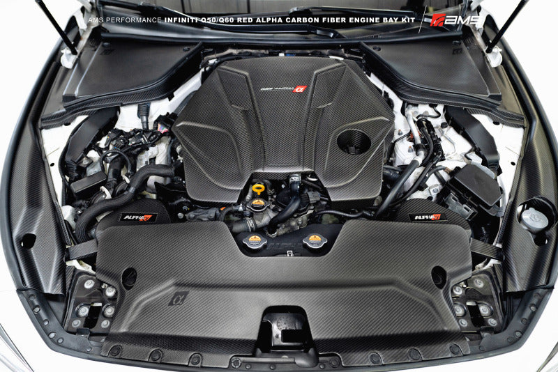 AMS Performance Infiniti 17+ Q60 / 16+ Q50 3.0TT Alpha Matte Carbon Rear Engine Bay Cover Set - eliteracefab.com