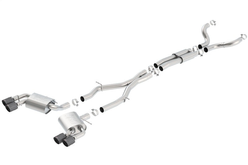 Borla 16-17 Chevy Camaro 6.2L 4in Dual CF Tips w/Black Core Dual Split Exit ATAK Catback Exhaust - eliteracefab.com