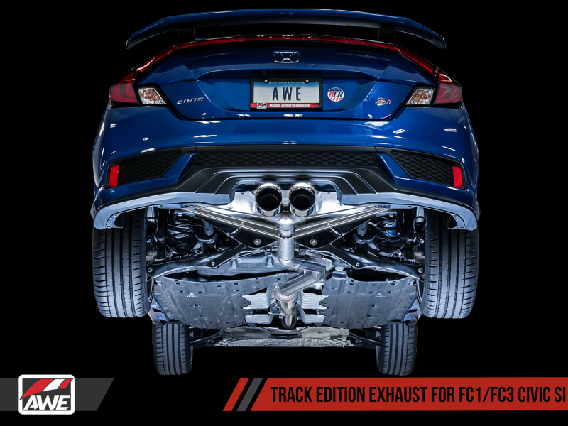 AWE Tuning 2016+ Honda Civic Si Track Edition Exhaust w/Front Pipe & Dual Chrome Silver Tips - eliteracefab.com