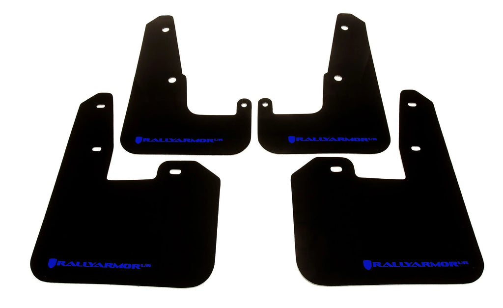 Rally Armor UR Mudflaps Black Urethane Blue Logo 2011-2014 WRX Hatchback / 2008-2014 STI Hatchback - eliteracefab.com