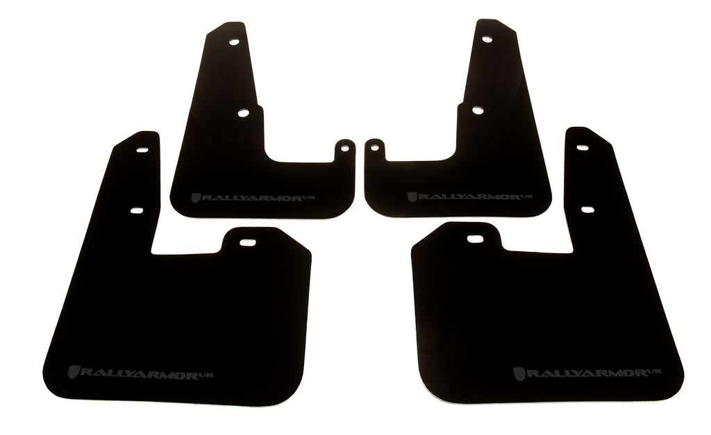 Rally Armor UR Mudflaps Black Urethane Grey Logo 2011-2014 WRX Hatchback / 2008-2014 STI Hatchback - eliteracefab.com