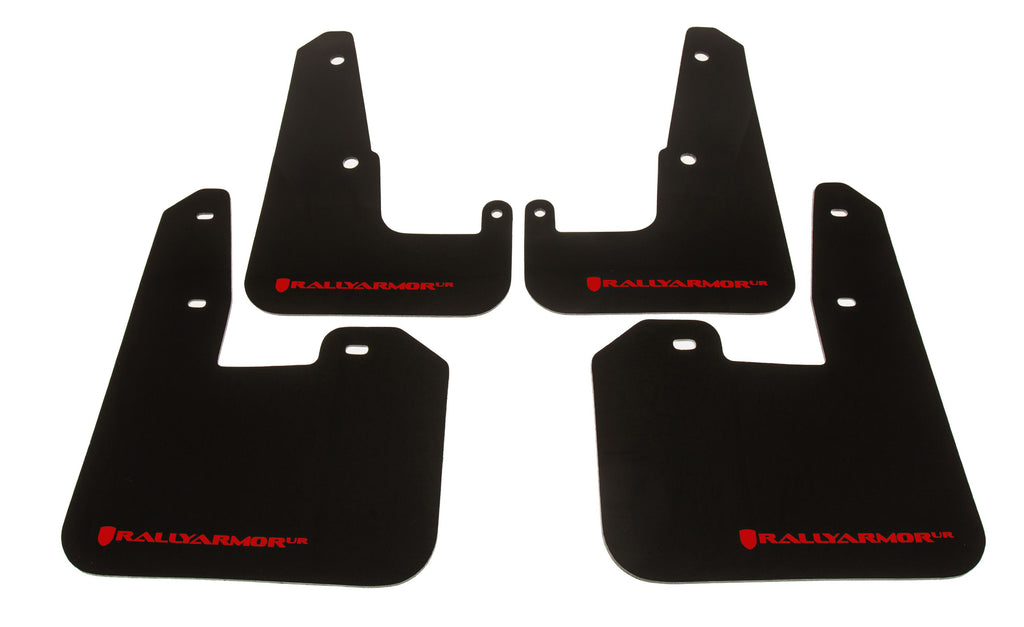 Rally Armor UR Mudflaps Black Urethane Red Logo 2011-2014 WRX Sedan / 2011-2014 STI Sedan - eliteracefab.com