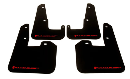 Rally Armor UR Mudflaps Black Urethane Red Logo 2011-2014 WRX Hatchback / 2008-2014 STI Hatchback - eliteracefab.com