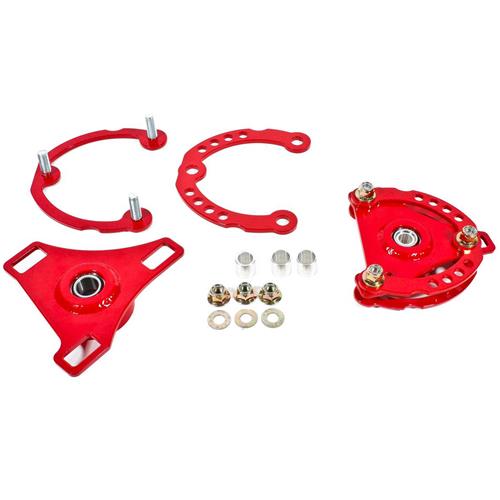 BMR CASTER CAMBER PLATES ADJUSTABLE RED (2015+ MUSTANG) - eliteracefab.com