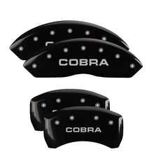 Load image into Gallery viewer, MGP 4 Caliper Covers Engraved Front &amp; Rear Cobra Black finish silver ch MGP